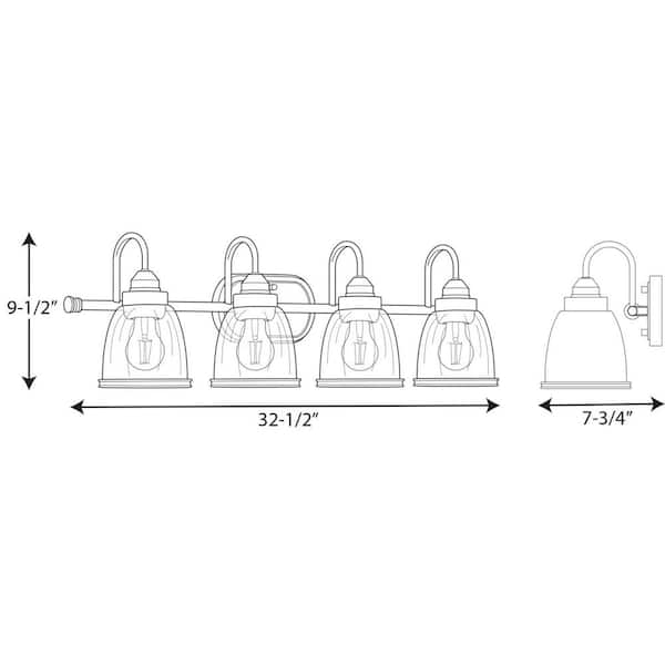 Progress Lighting Saluda Collection 4-Light Brushed Nickel Bath Light Progress Lighting Saluda Collection 4-Light Brushed Nickel Bath Light