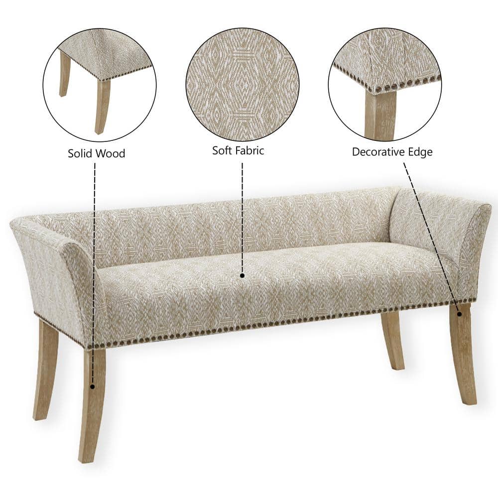 Madera Flared Arms Upholstered Storage Bench in Taupe