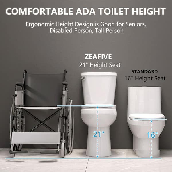 Dela 21 in. Extra Tall 2-Piece Toilet Single Flush 1.28/1.6 GPF Elongated Toilet ADA Chair High in White 12 in. Rough In