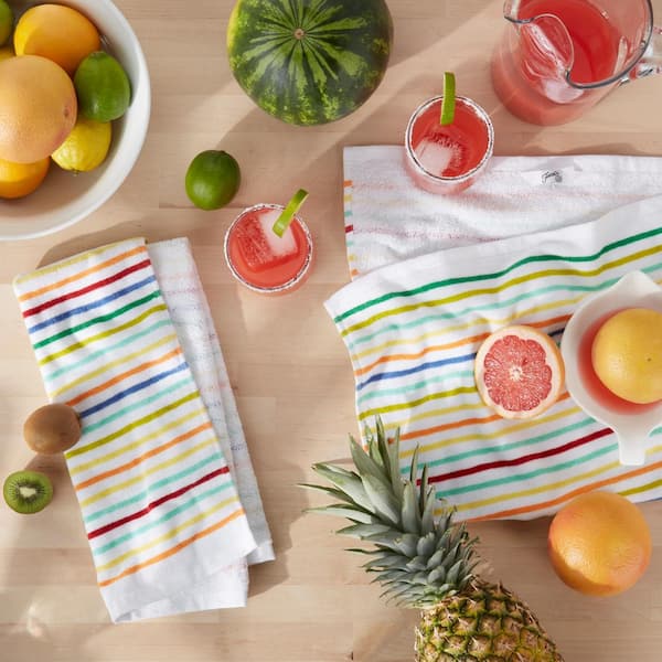 Kitchen Towels Beach Modern Classic Stripe Cotton Polyester New W/O Tags  Set 2