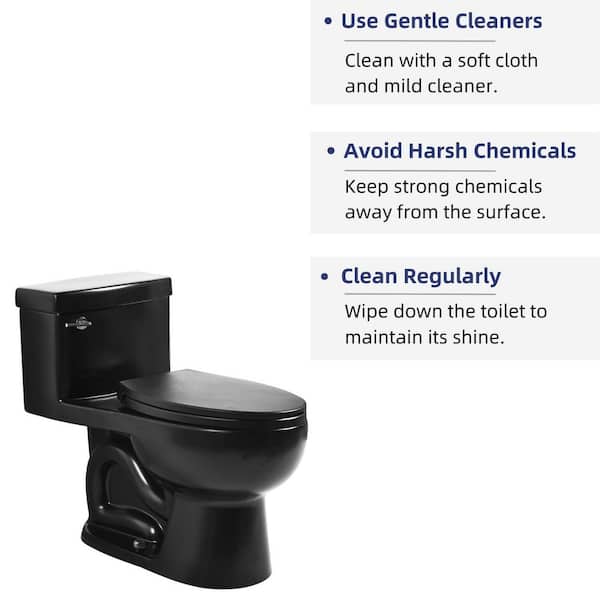 Satin Black One Piece Toilet Ceramic Rounded Base with Elongated Toilet Bowl, 1.28 GPF Single Flush & Soft-Close Seat