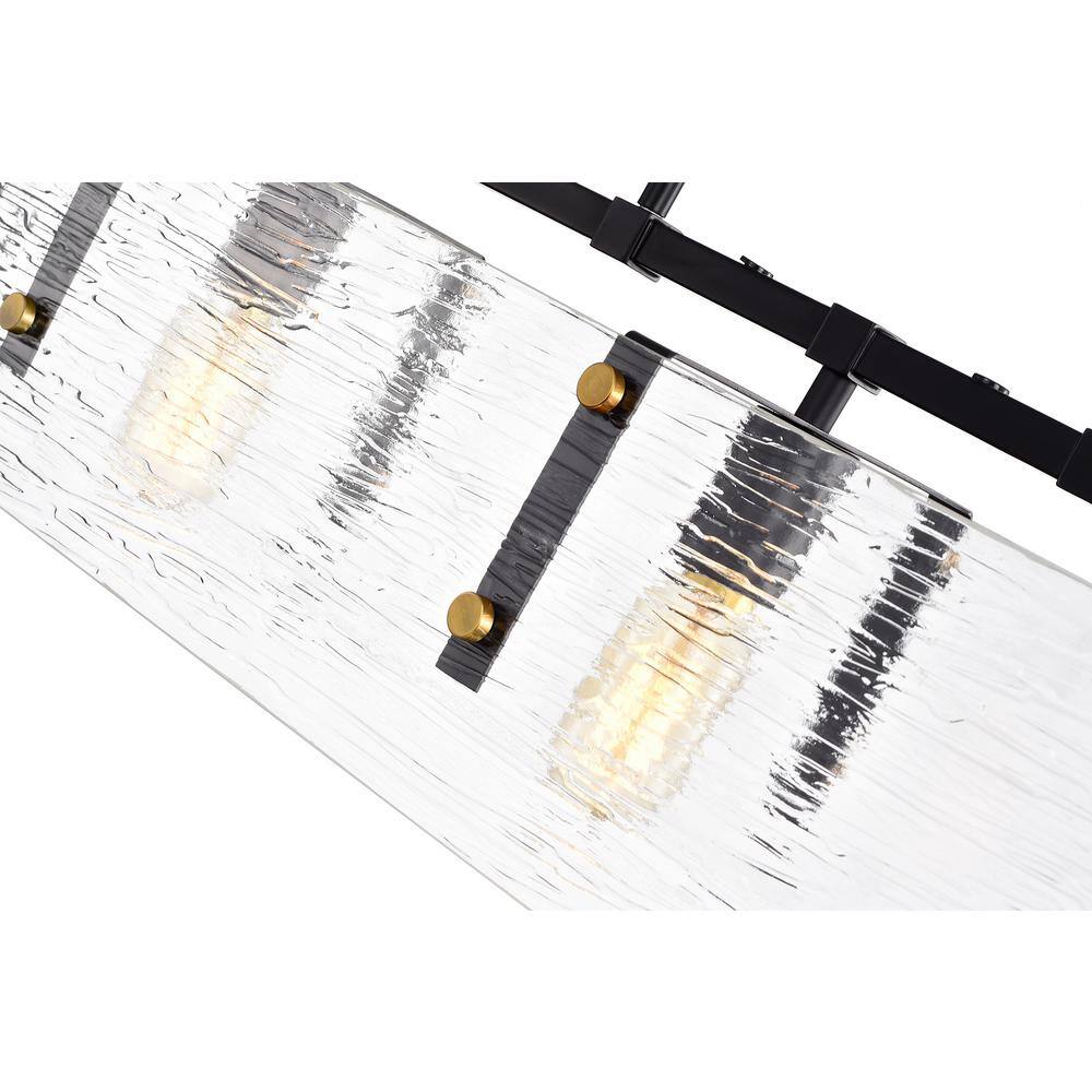 Elegant 30" Gold Linear Chandelier with Strie Glass - LED Compatible