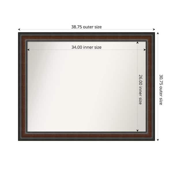 Amanti Art Cyprus Walnut 38.75 in. x 30.75 in. Custom Non-Beveled Wood Framed Bathroom Vantiy Wall Mirror