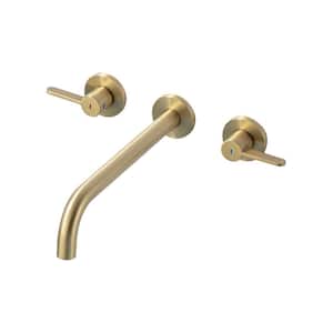 2-Handle Wall Mounted Roman Tub Faucet with High Flow Rate in Brushed Gold