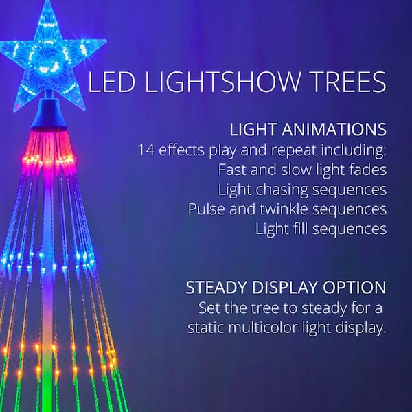 Kringle Traditions 48 in. Christmas Multi-Color LED Animated Lightshow Cone  Tree with 154 Lights and Star Topper 74135 - The Home Depot