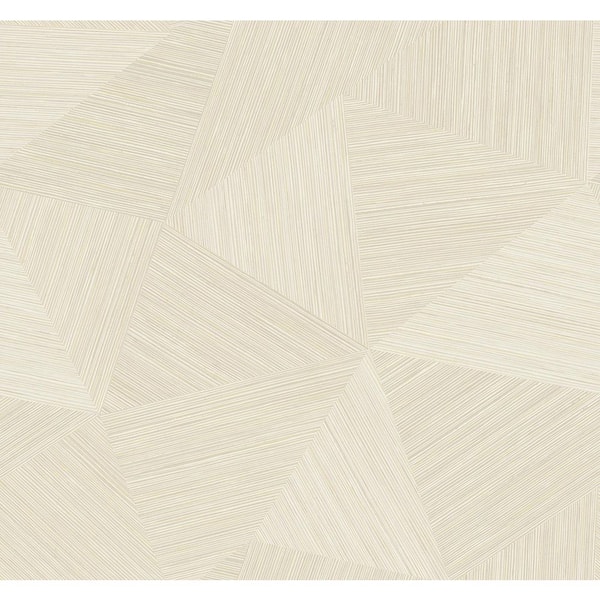 Seabrook Designs 60.75 sq. ft. Metallic Cream Middleton Triangles Embossed Vinyl Unpasted Wallpaper Roll