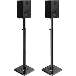 Height Adjustable Floor Speaker Stand Set for Satellite and Small Bookshelf Speakers with Cable Management Black 2 Pack