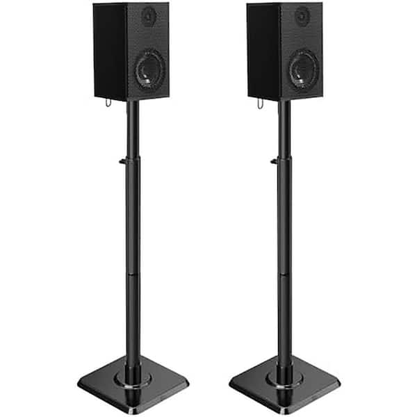 Height Adjustable Floor Speaker Stand Set for Satellite and Small Bookshelf Speakers with Cable Management Black 2 Pack