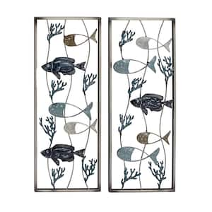 Metal Blue Fish Wall Decor (Set of 2)