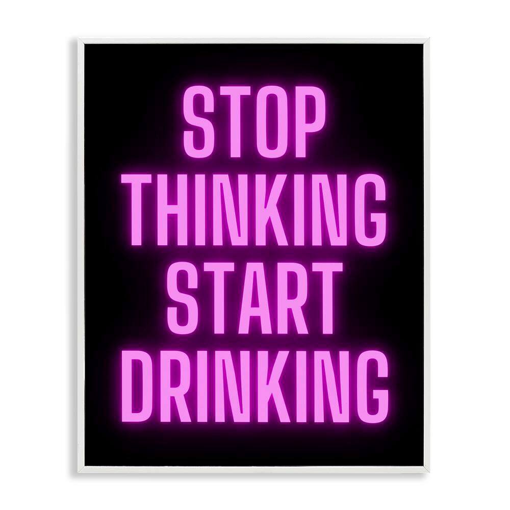 Stop Thinking Start Drinking by House of Lulu White Framed Typography Giclee Art Print 14 in. x 11 in. price history on PriceWatchPro