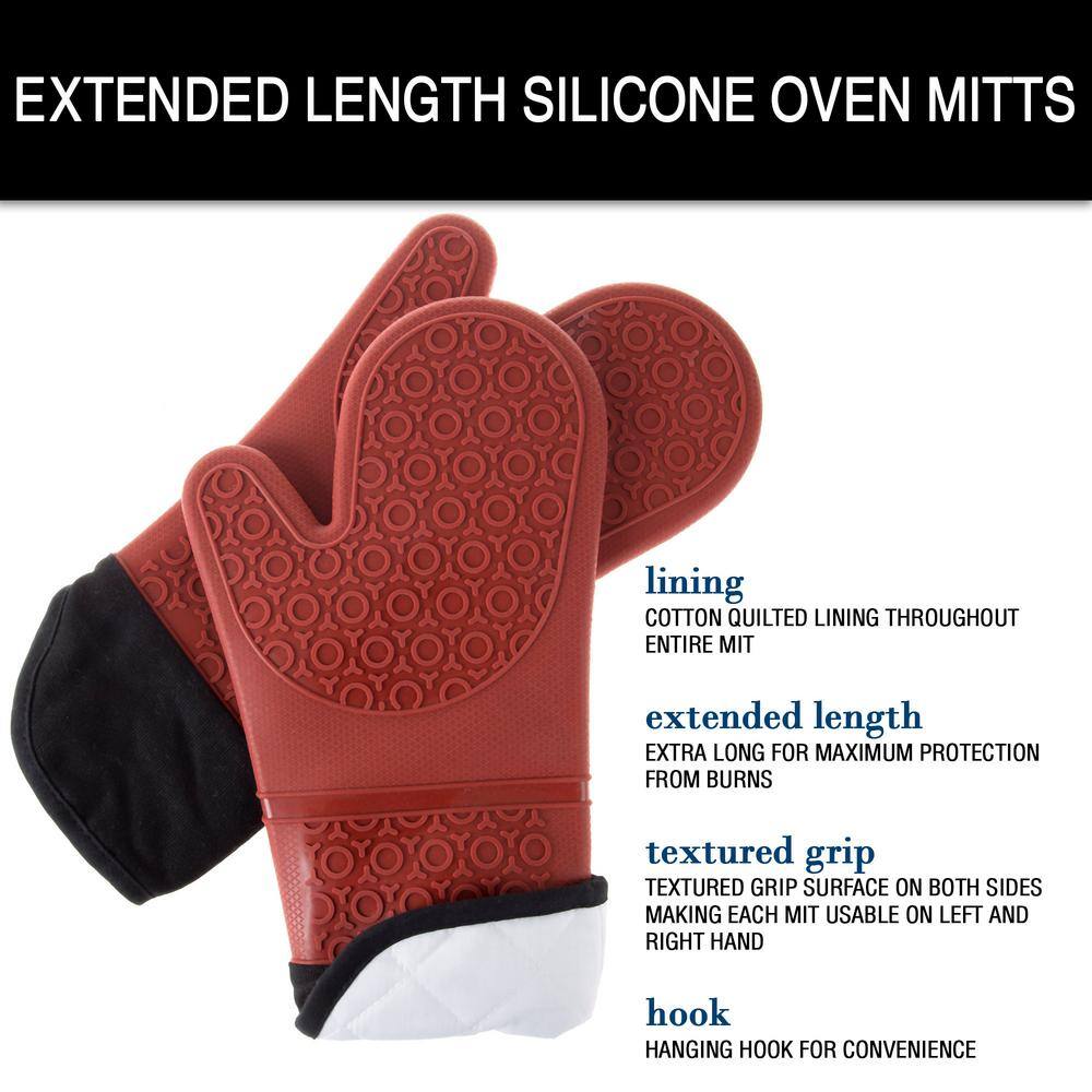 Silicone Black Oven Mitts with Quilted Lining (2-Pack) - thumbnail 5