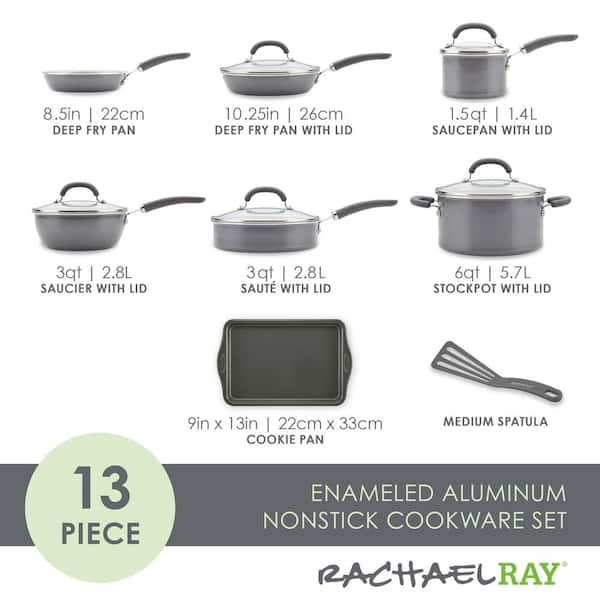 Rachael Ray Create Delicious Aluminum Nonstick Cookware Set 13-Piece Teal Shimmer