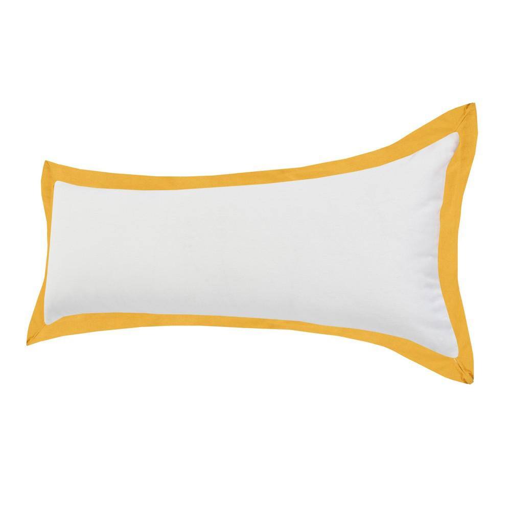 Golden Empire Bordered Cotton Throw Pillow, White & Yellow, 14" x 36"