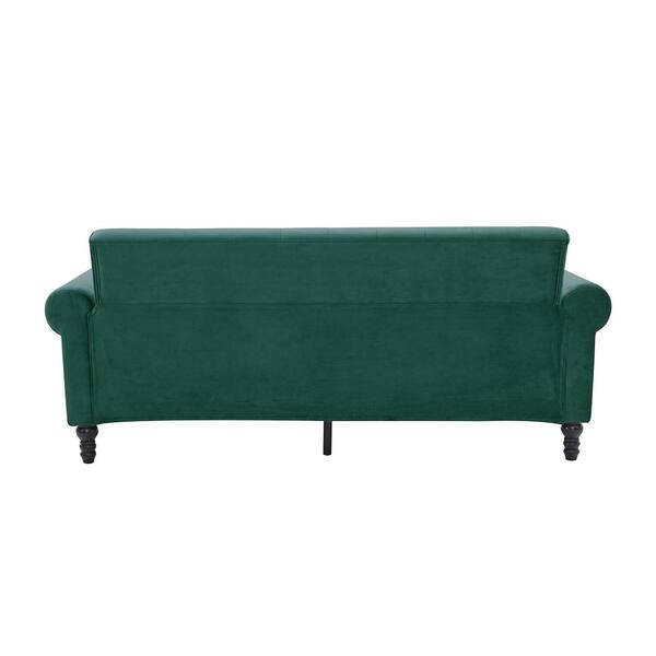 80 7 In W Mid Century Round Arm Style, Velvet Tufted Sofa Cover