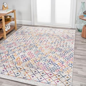 Arta Multi/Cream 5 ft. x 8 ft. Moroccan Vintage Geometric Area Rug