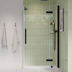 Tampa 36 7/8 in. W x 72 in. H Rectangular Pivot Frameless Corner Shower Enclosure in Oil Rubbed Bronze with Shelves
