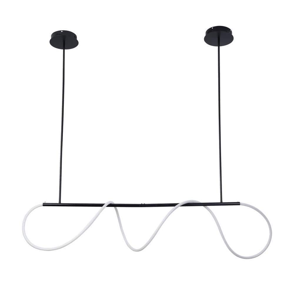 OUKANING 60-Watt 1-Light Black Modern Linear Island Integrated LED