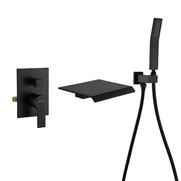 Boyel Living Single-Handle Wall Mount Roman Tub Faucet with Hand Shower in Matte Black