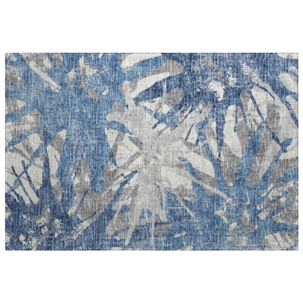Dream Shag Premium Machine Washable Abstract ADS77 Blue 2 ft. x 3 ft. Accent Rug