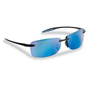 Cali Polarized Sunglasses Black Frame with Smoke Blue Mirror Lens