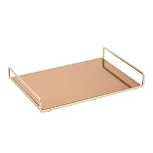 Large Classic Design Mirror Vanity Tray in Gold