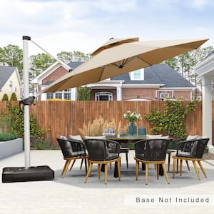 13 ft. Octagon Double-top Umbrella Aluminum Umbrella Cantilever Patio Umbrella for Garden Deck Backyard Pool in Beige