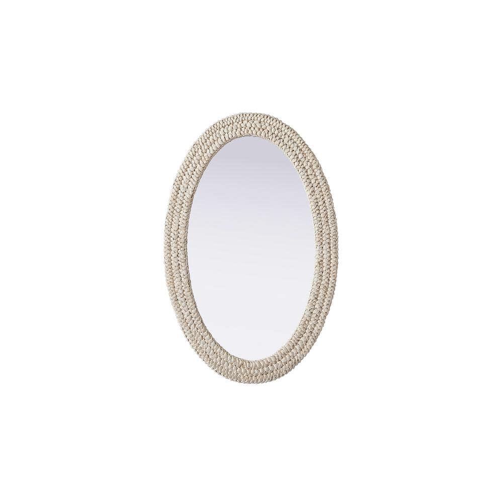 Timeless Home Linen White 27 in. W x 42 in. H Cornhusk Wall Mirror