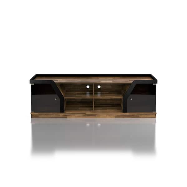 Furniture of America Torriston 71 in. Light Hickory TV Stand Fits TV's up to 80 in. with Cable Management