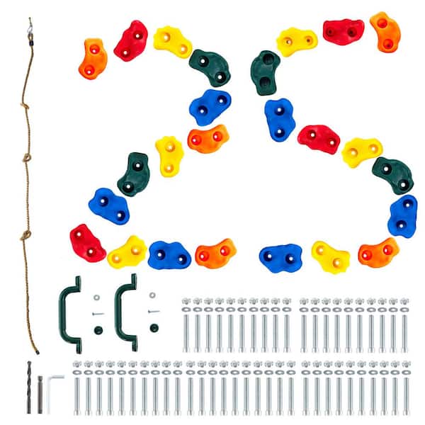 VEVOR 25 Rock Climbing Holds, Multi-Size and Colored Climbing Rocks for Kids and Adults, Rock Wall Holds with Knotted Rope