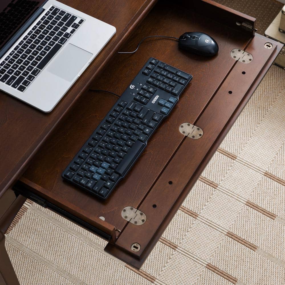 Stratus 42" Dark Cherry Wood Writing Desk with Drawer