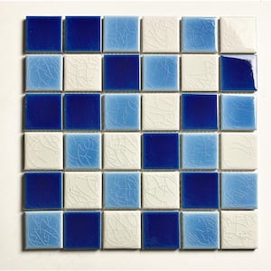 Monet Blue 12 in. x 12 in. Square Mosaic Glazed Porcelain Decorative Pool Tile (15 sq. ft./Case)
