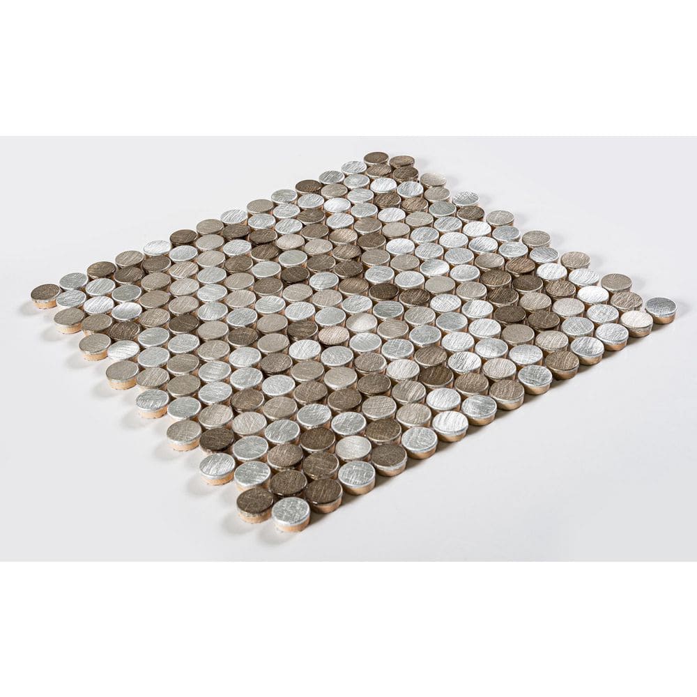 Limelight Silver and Gold Metal Penny Round Mosaic Tile