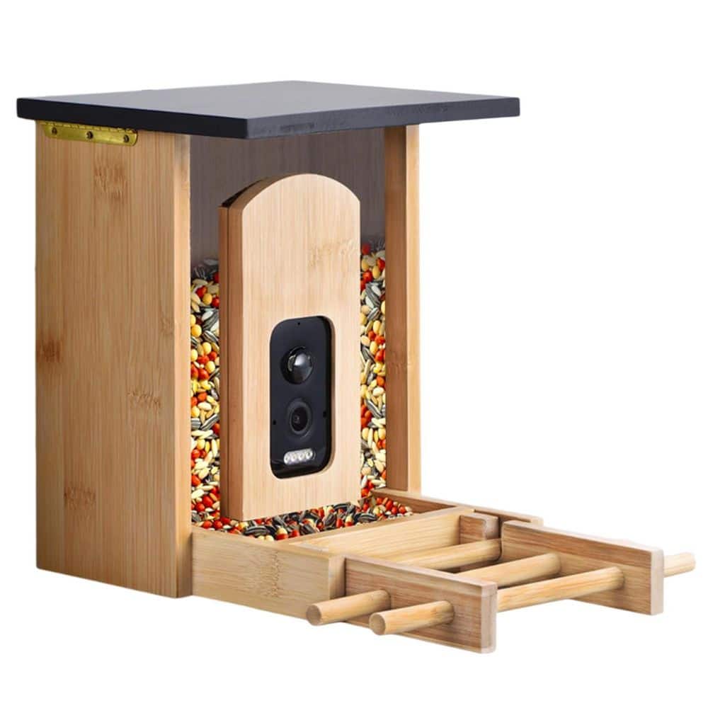 Bamboo Finish 2K HD Came Solar Powered Hanging Smart Bird Feeder w/ Camera AI Bird Recognition Night Vision for Birds price history on PriceWatchPro