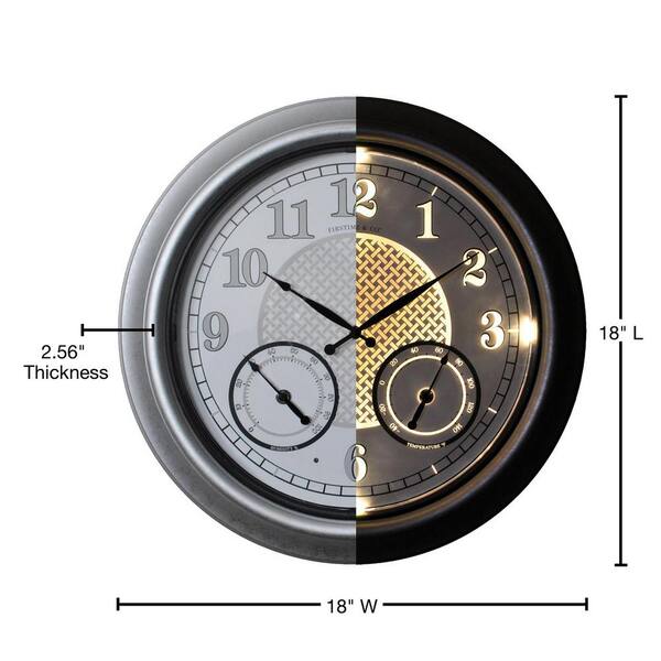 Wall Clock Thermometer-Indoor Outdoor Decorative Large 18 inch