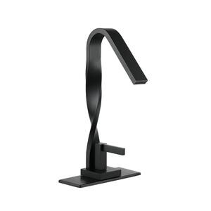 Single Handle 1.2 GPM 4-In Widespread Waterfall Bathroom Faucet in Matte Black