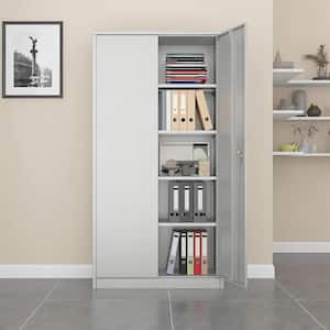 Superior 31.5 in. W x 71 in. H x 15.7 in. D Metal Freestanding Cabinet with Adjustable Shelves Set in Gray