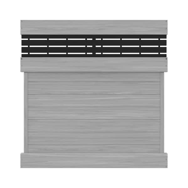 Horizontal Boardwalk 6 ft. H x 6 ft. W Coastal Cedar Framed Flat Top Semi-Privacy Vinyl Fence Panel (Unassembled)