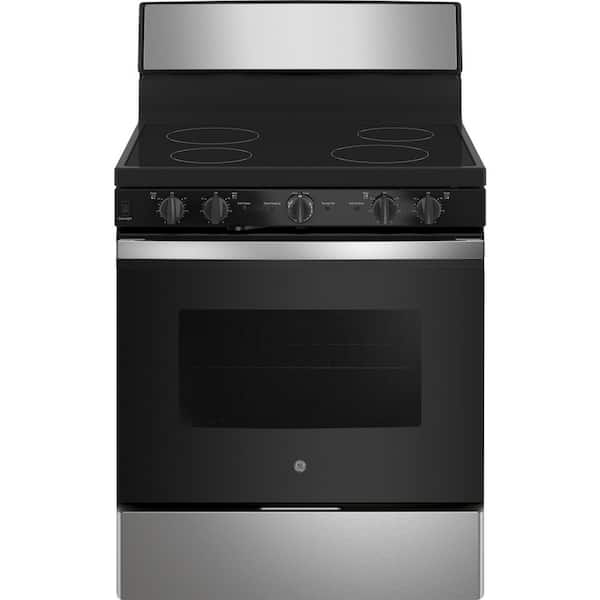 GE 30 in. 4 Burner Element Free-Standing Electric Radiant Smooth Cooktop Range in Stainless Steel