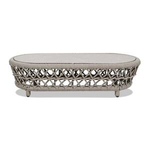 Everly 43.5 in. Oval Woven Patio Coffee Table Light Beige