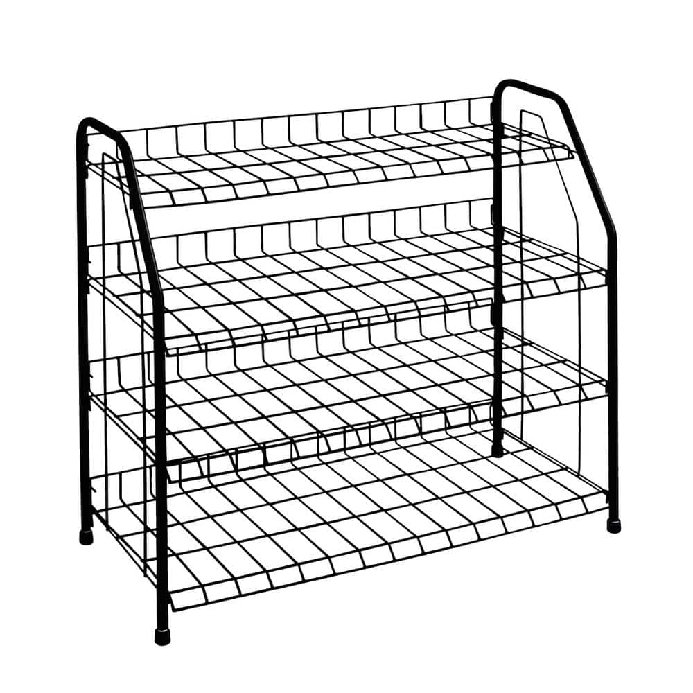 27.25 H 12-Pair 4-Tier Black Steel Shoe Rack