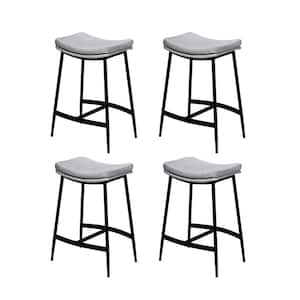 Arlo 27 in. Modern Backless Upholstered Counter Height Bar Stool with Metal Frame, Grey/Matte Black, Set of 4