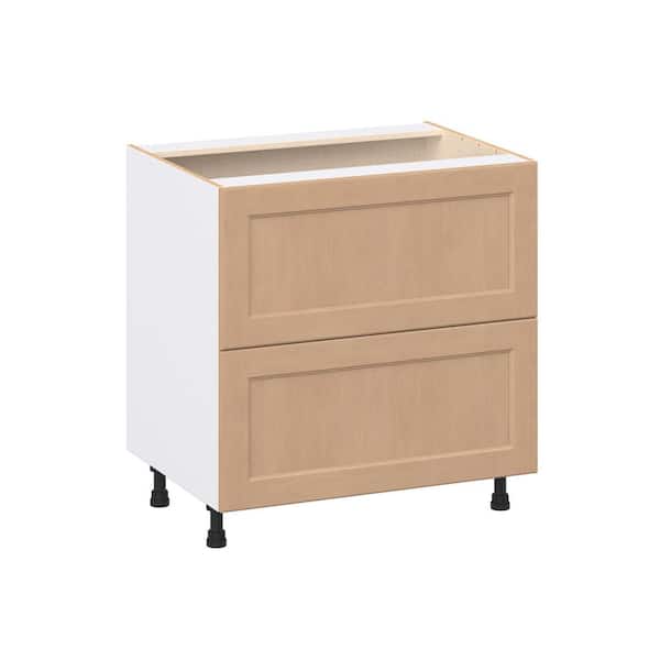 Lakewood 33 in. W x 24.5 in. D x 34.5 in. H Assembled Shaker Drawer Base Kitchen Cabinet in Sugar Cookie with 2-Drawers