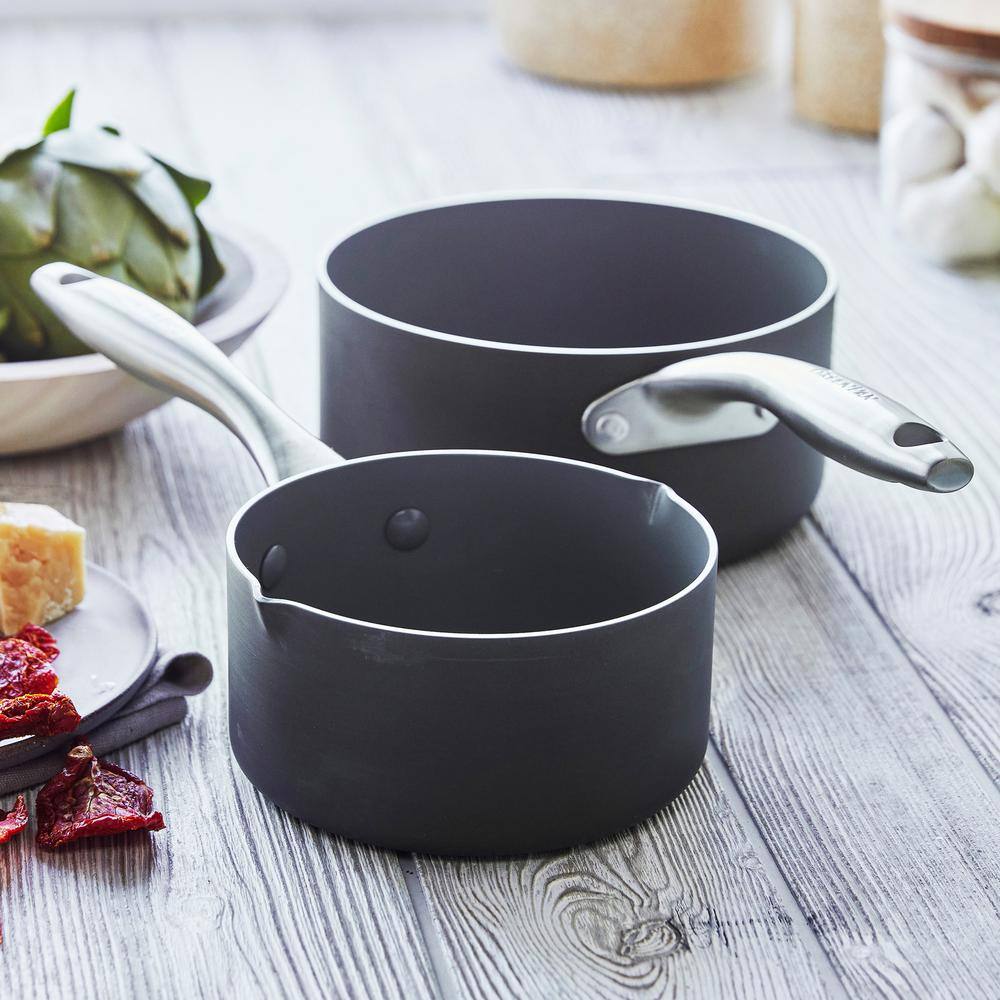 Gray Aluminum Nonstick 1QT and 2QT Saucepan Set