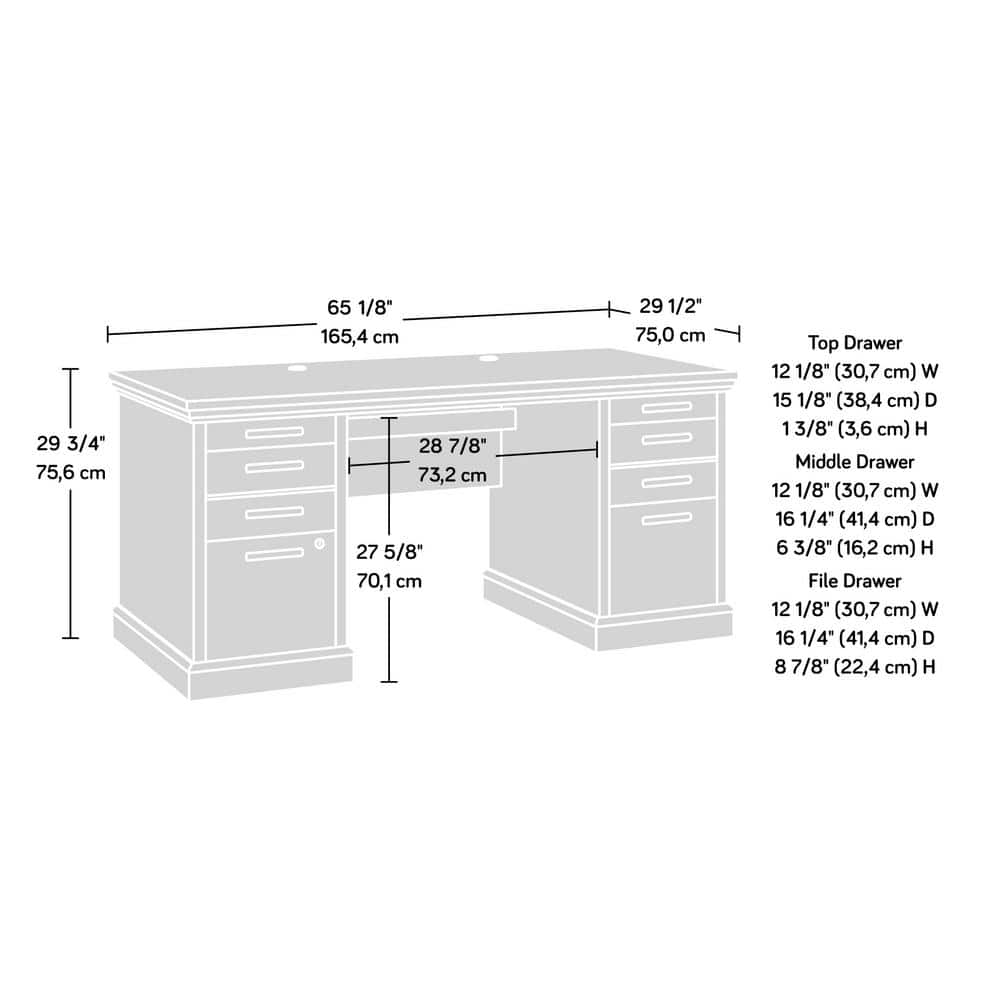 Aspen Post Pebble Pine Executive Desk with Dual Filing Cabinets
