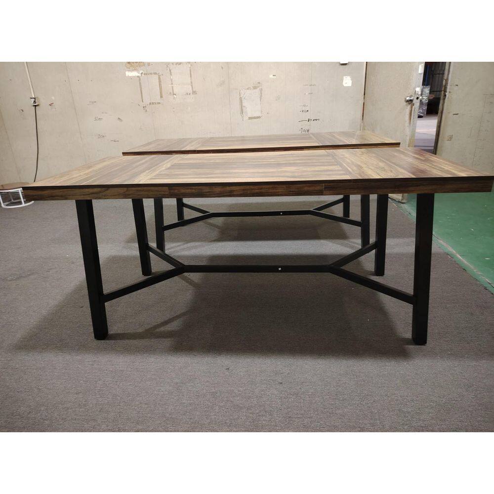 70.9 in. Natural Brown Rectangle Wood Dining Table for 6-8, Large Farmhouse Table with Black Legs Kitchen Dining Room