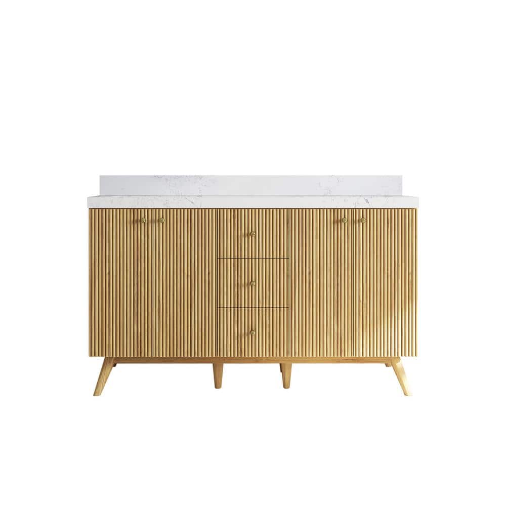 Pasadena Teak 60 in. W x 22 in. D x 36 in. H Double Sink Bath Vanity in Light Teak with 2 in. Empira Quartz Top price history on PriceWatchPro