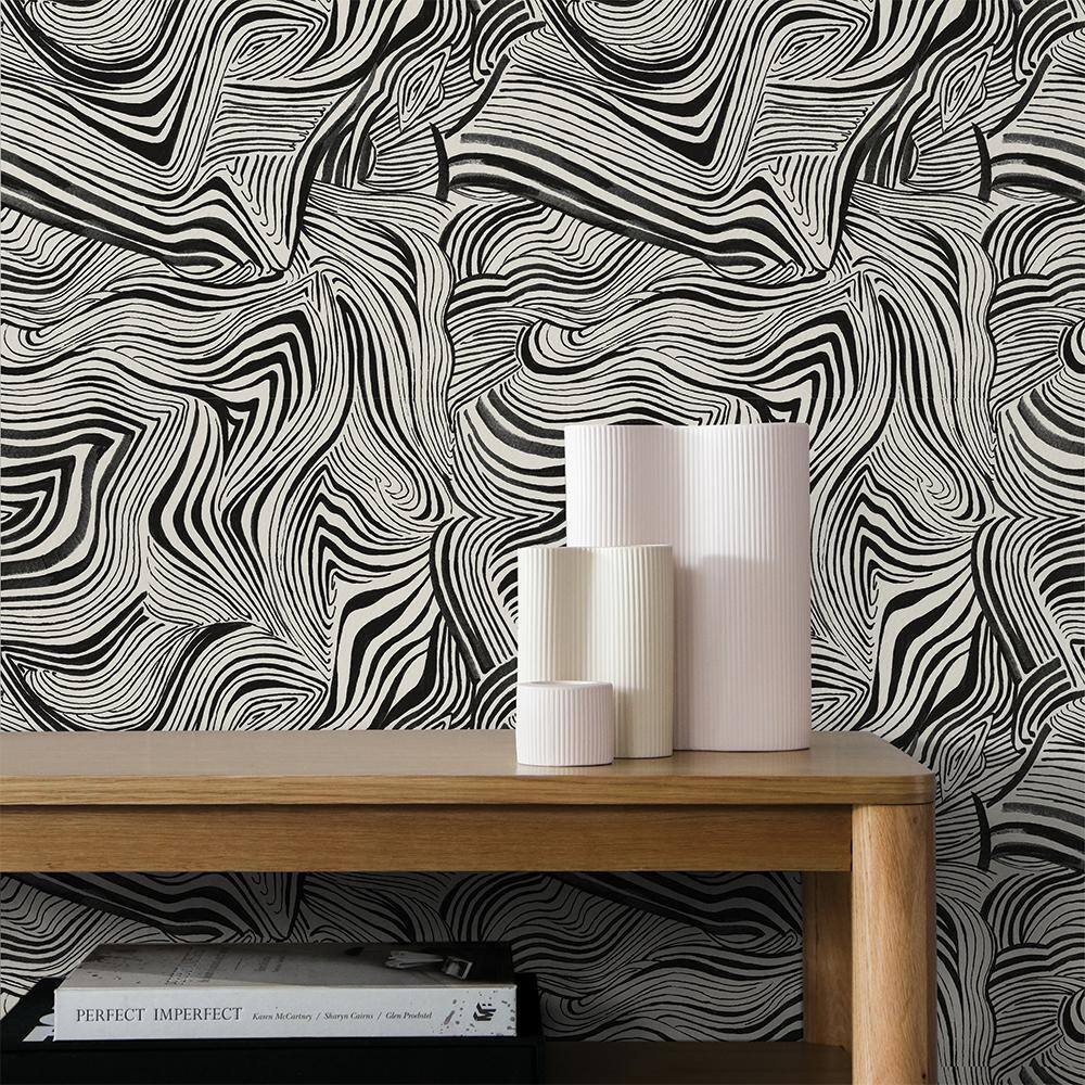 Noir Zebra Print Self-Adhesive Removable Wallpaper