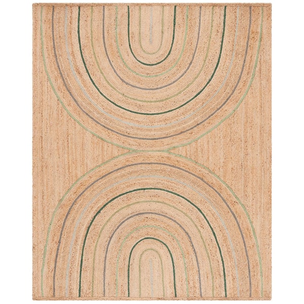 SAFAVIEH Natural Fiber Beige/Green 8 ft. x 10 ft. Geometric Area Rug