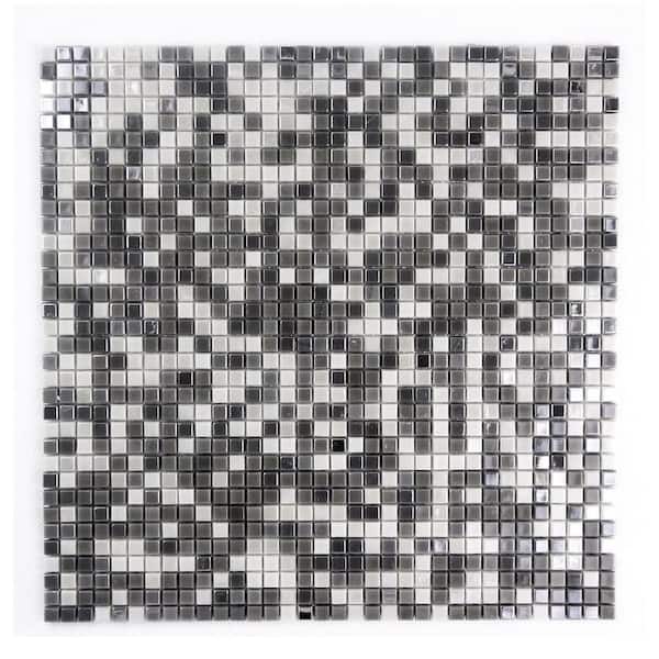 Galaxy Iridescent Gray 12 in. x 12 in. Glossy Glass Mosaic Wall Floor and Pool Tile (2 sq. ft./Case)