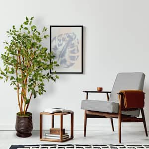 4.5 ft. Ficus Artificial Tree in Ribbed Metal Planter